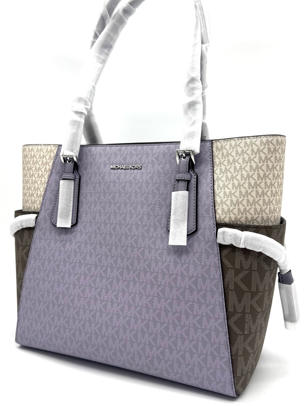 Michael Kors Voyager Large Color-Block Signature Logo Tote Bag - Lilac